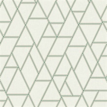 White & Green Pathways Geometric Triangle on Linen Wallpaper