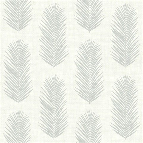White & Grey Commercial Leaf Paperweave Wallpaper