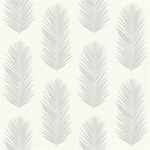 White & Grey Commercial Leaf Paperweave Wallpaper