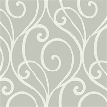 White & Grey Commercial Modern Scroll Wallpaper