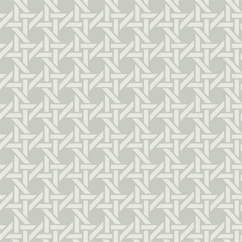 White & Grey Commercial Wicker Geometric Wallpaper