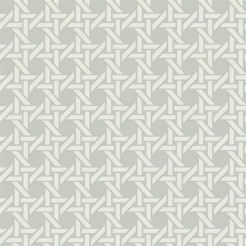 White & Grey Commercial Wicker Geometric Wallpaper