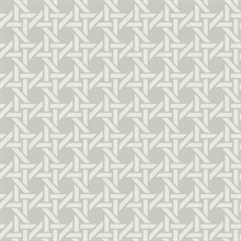 White & Grey Commercial Wicker Geometric Wallpaper