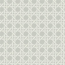 White & Grey Commercial Wicker Geometric Wallpaper