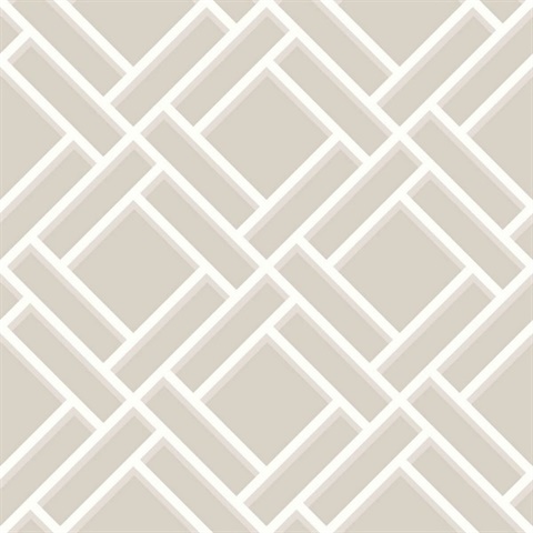 White & Grey Geometric Block Trellis Wallpaper