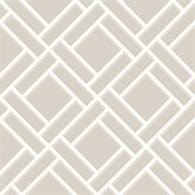 White & Grey Geometric Block Trellis Wallpaper