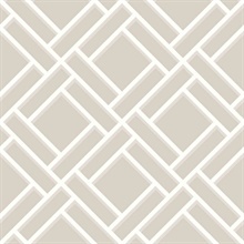 White & Grey Geometric Block Trellis Wallpaper