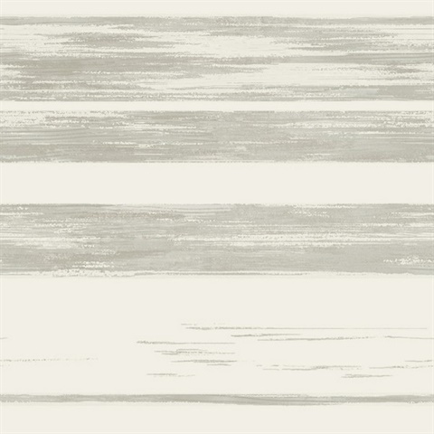 White & Grey Horizontal Stripe Dry Brush Wallpaper