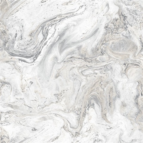 White & Grey Oil & Marble Peel and Stick Wallpaper