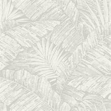 White &amp; Grey Palm Leaf Toile Wallpaper