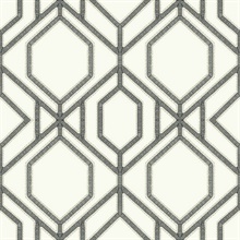 White &amp; Grey Sawgrass Trellis Geometric Hexagon Wallpaper
