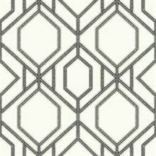 White &amp; Grey Sawgrass Trellis Geometric Hexagon Wallpaper