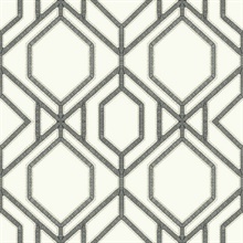 White &amp;amp; Grey Sawgrass Trellis Geometric Hexagon Wallpaper