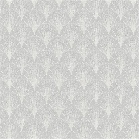 White & Grey Scalloped Pearls Wallpaper