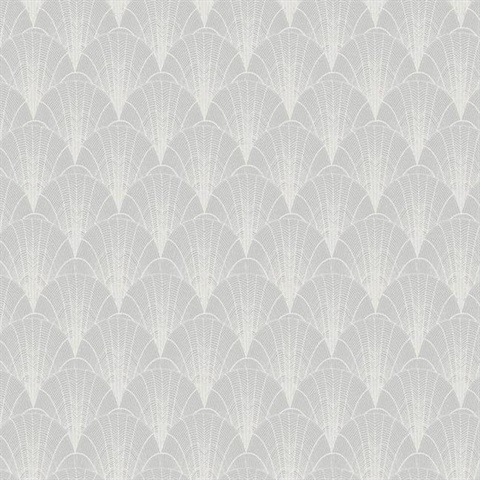 White & Grey Scalloped Pearls Wallpaper
