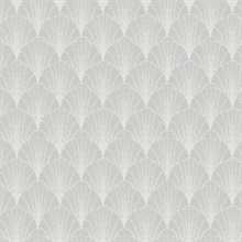 White &amp; Grey Scalloped Pearls Wallpaper