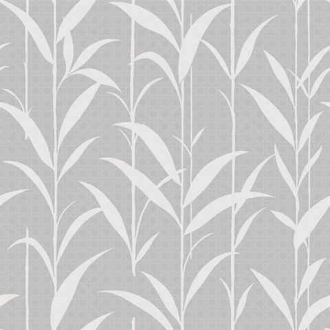 White & Grey Seagrass Leaves Wallpaper