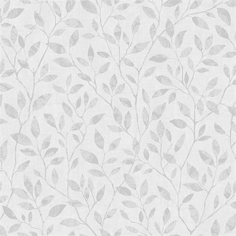 White & Grey Willow Leaf Wallpaper