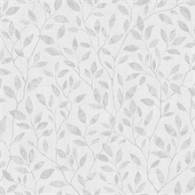 White & Grey Willow Leaf Wallpaper