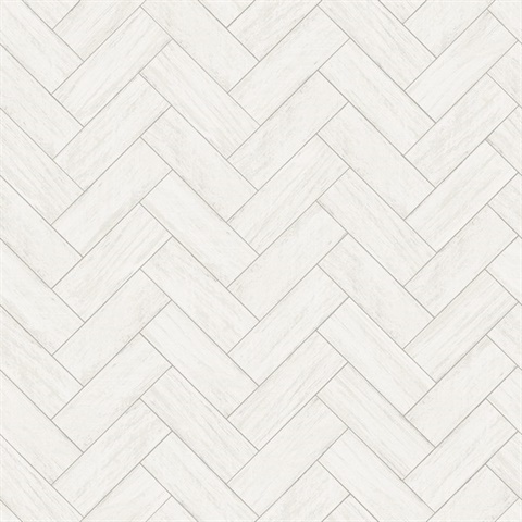 White Kaliko White Wood Herringbone Wallpaper