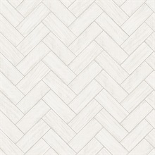 White Kaliko White Wood Herringbone Wallpaper