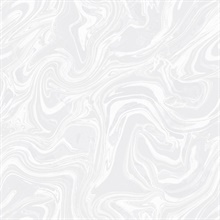 White Metallic Oil & Water Marble Swirl Wallpaper
