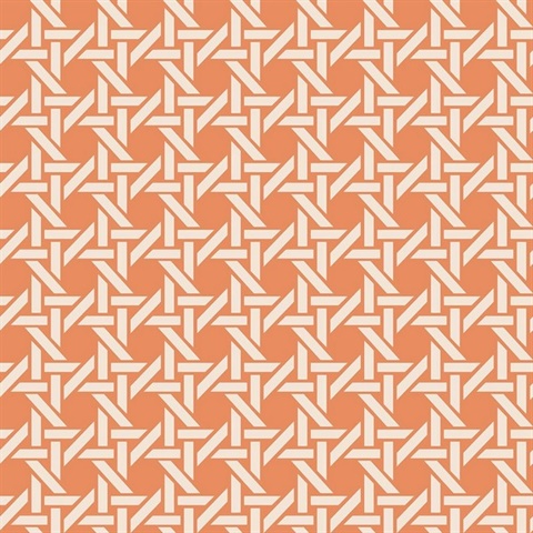 White & Orange Commercial Wicker Geometric Wallpaper