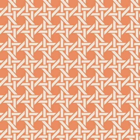 White & Orange Commercial Wicker Geometric Wallpaper