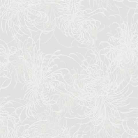 White Pearlescent Glitter Feather Wallpaper