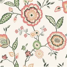White &amp; Pink Dahlia Blooms Paisley Wallpaper