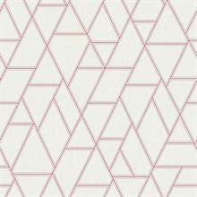 White & Pink Pathways Geometric Triangle on Linen Wallpaper