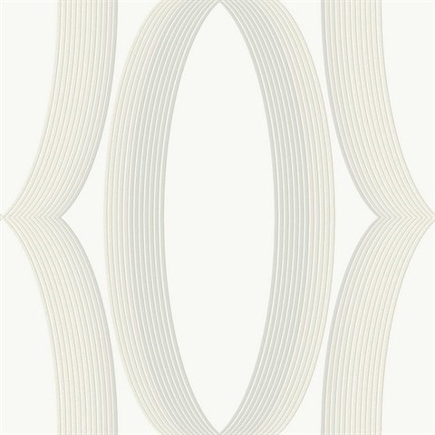 White Progression Large Ogee Wallpaper