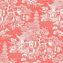 White & Red Commercial Oriental Scenic Wallpaper