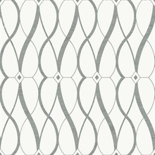 White & Silver Art Deco Geometric Hourglass Wallpaper