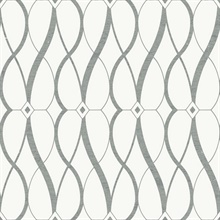 White &amp; Silver Art Deco Geometric Hourglass Wallpaper