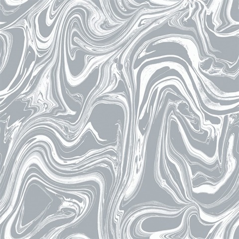 White & Silver Metallic Oil & Water Marble Swirl Design on Cork Wallpa