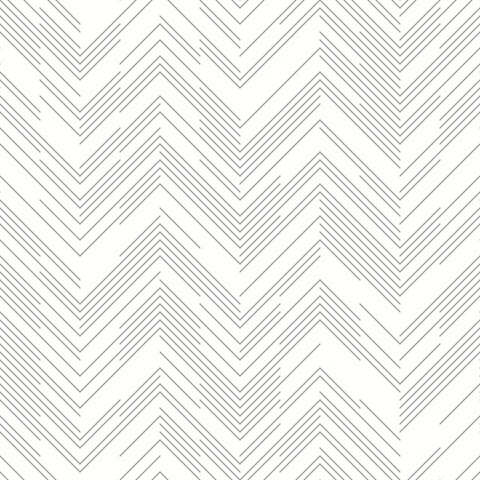 White & Silver Modern Chevron Line Wallpaper