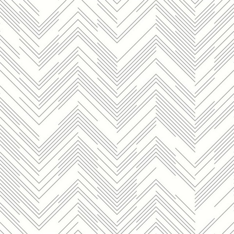 White & Silver Modern Chevron Line Wallpaper