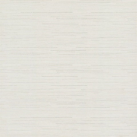 White & Silver Ribbon Bamboo Horizontal Stripe Textured Wallpaper