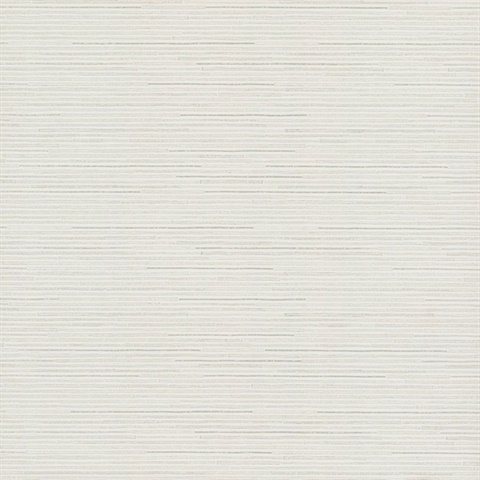 White & Silver Ribbon Bamboo Horizontal Stripe Textured Wallpaper