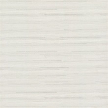 White & Silver Ribbon Bamboo Horizontal Stripe Textured Wallpaper