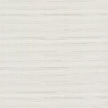 White & Silver Ribbon Bamboo Horizontal Stripe Textured Wallpaper