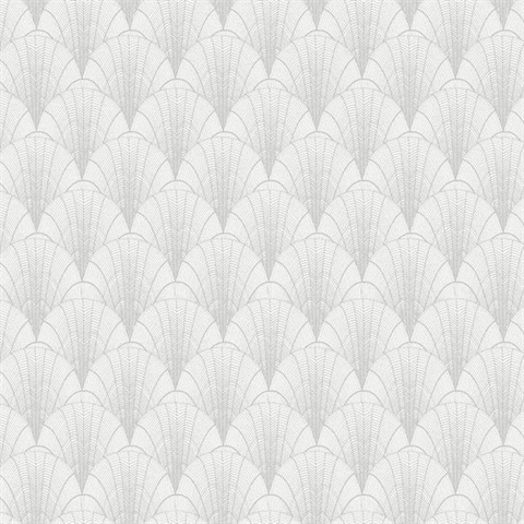 White & Silver Scalloped Pearls Wallpaper