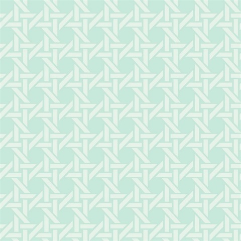 White & Sky Blue Commercial Wicker Geometric Wallpaper