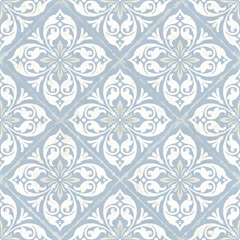 White & Sky Blue Plumosa Mosaic Tile Wallpaper