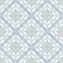 White & Sky Blue Plumosa Mosaic Tile Wallpaper