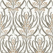 White &amp; Taupe Calluna Leaf Wallpaper