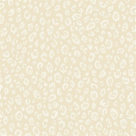 White & Taupe Commercial Leopard Wallpaper