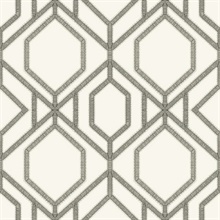 White &amp; Taupe Sawgrass Trellis Geometric Hexagon Wallpaper