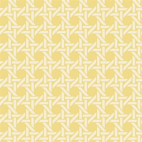 White & Yellow Commercial Wicker Geometric Wallpaper